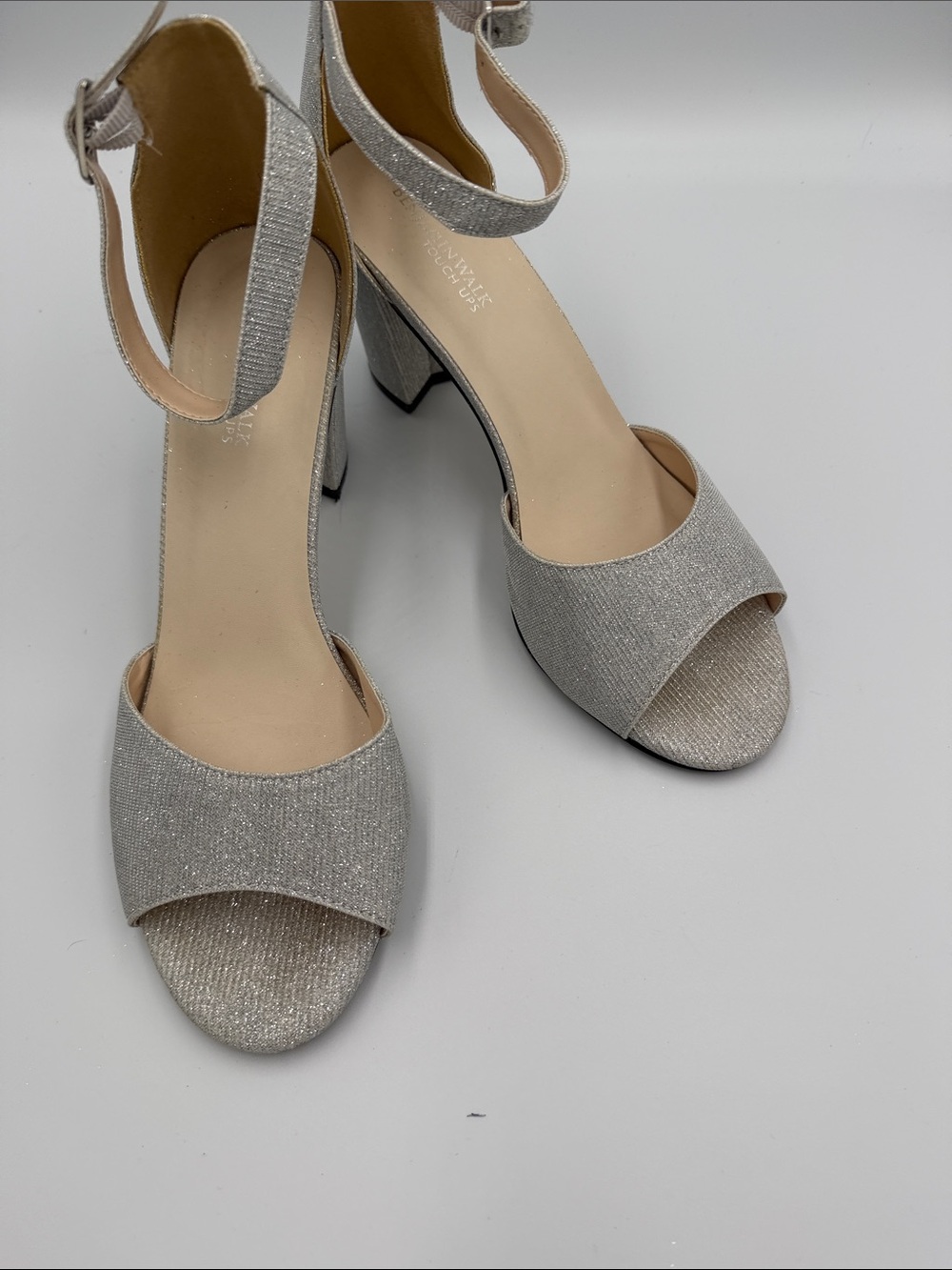 Benjamin Walk Silver Glitter Block Heel Sandals